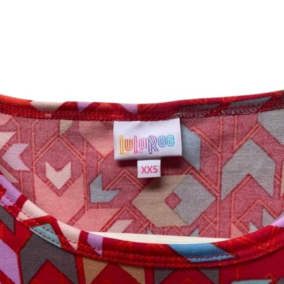 Lula Roe Long Sleeve Red Patterned Debbie Dress, XXS, New with Tags - Picture 5 of 6